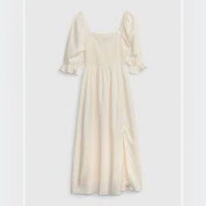 Gap Milk Maid Midi Dress XL Puff Sleeves Buttercup Yellow